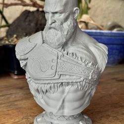 Kratos Bust 3D Printed 6.5” – God of War V2 Fan Art Statue Display Figure