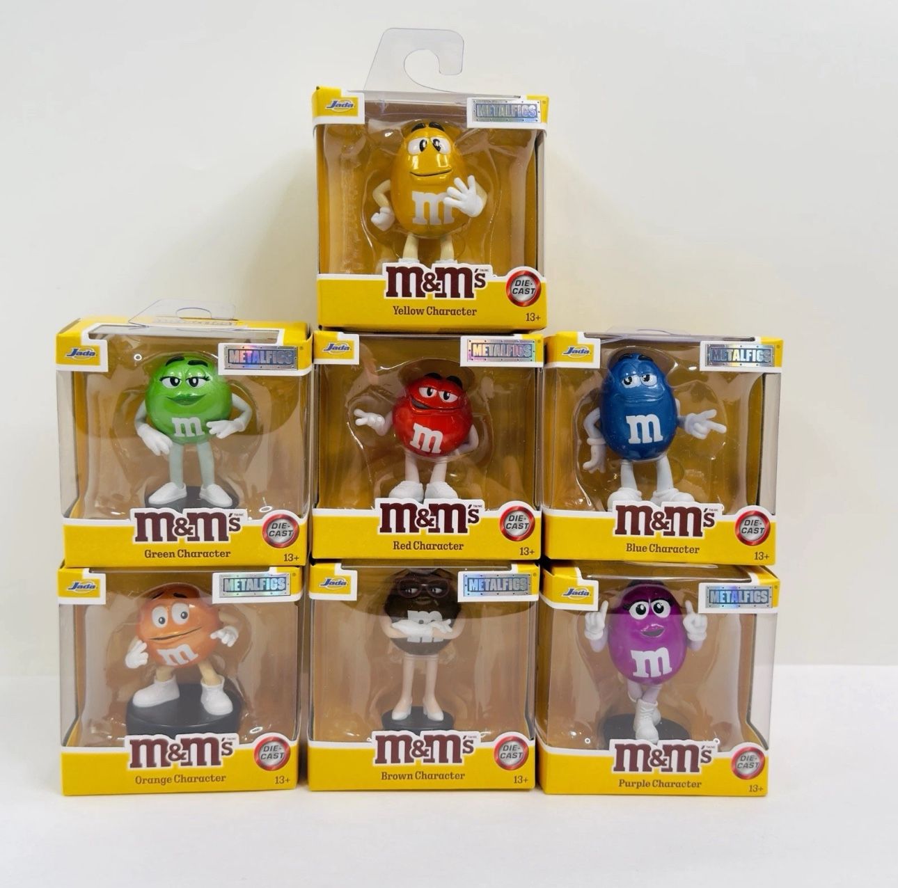 Jada 4" MetalFigs M & M Chocolate Figures Entire Set Of 7