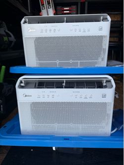 Two Midea U shaped air conditioners, one 8000 BTU and the other 12,000 BTU