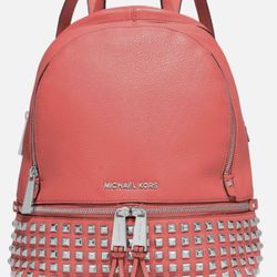 Michael Kors Rhea Backpack Small Studded in Coral 30s5sezb5l