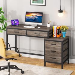 New Desk with 5 Drawers  Grey