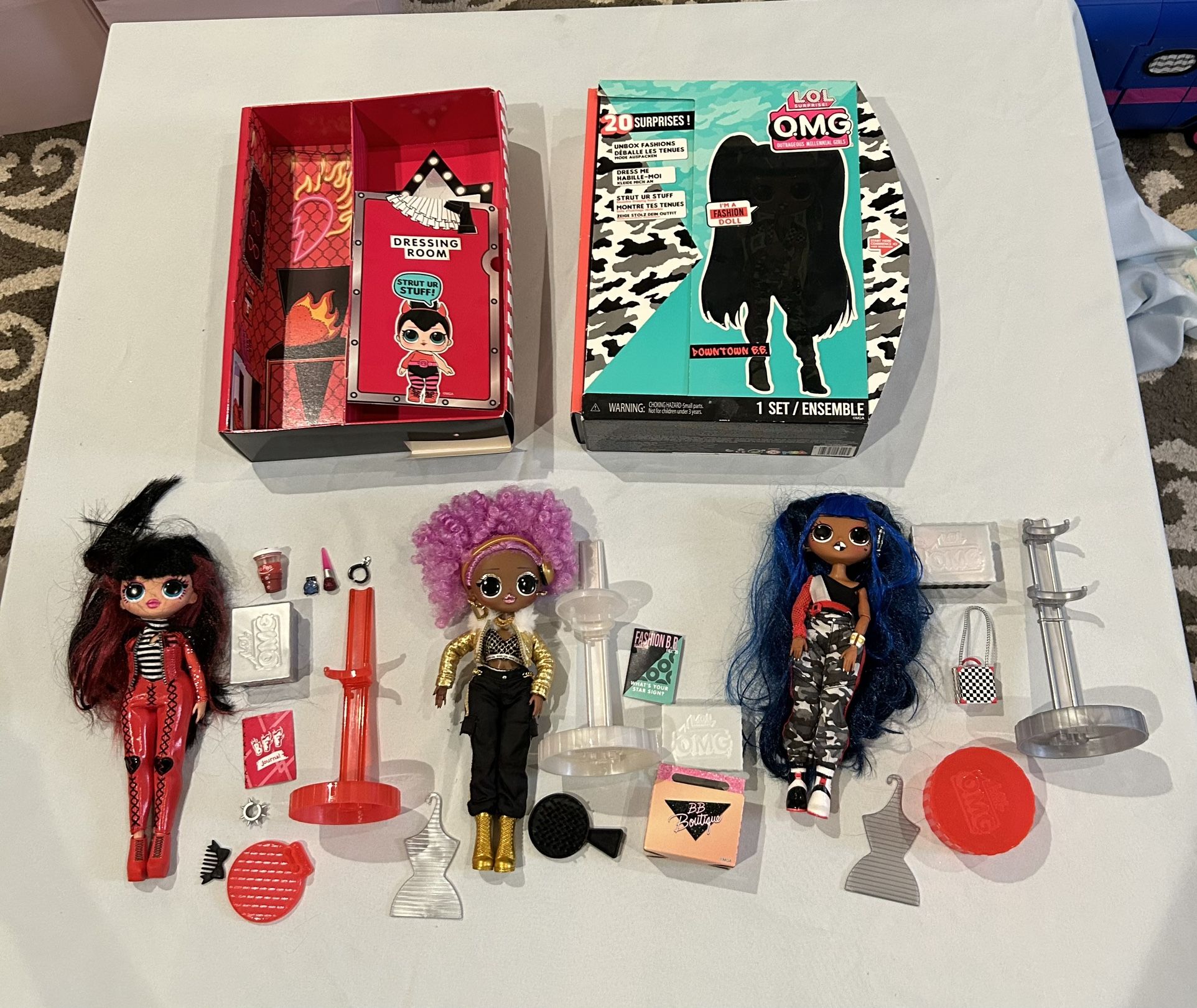 LOL OMG Surprise bundle lot of 3 dolls, accessories