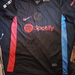 Kids Authentic Barcelona Players Jersey And Shorts 