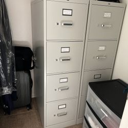 HON Grey 4 Drawer File Cabinets 