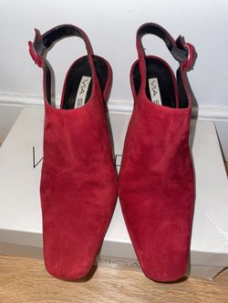 Via Spiga Red Suede Block High Heels Made in Italy