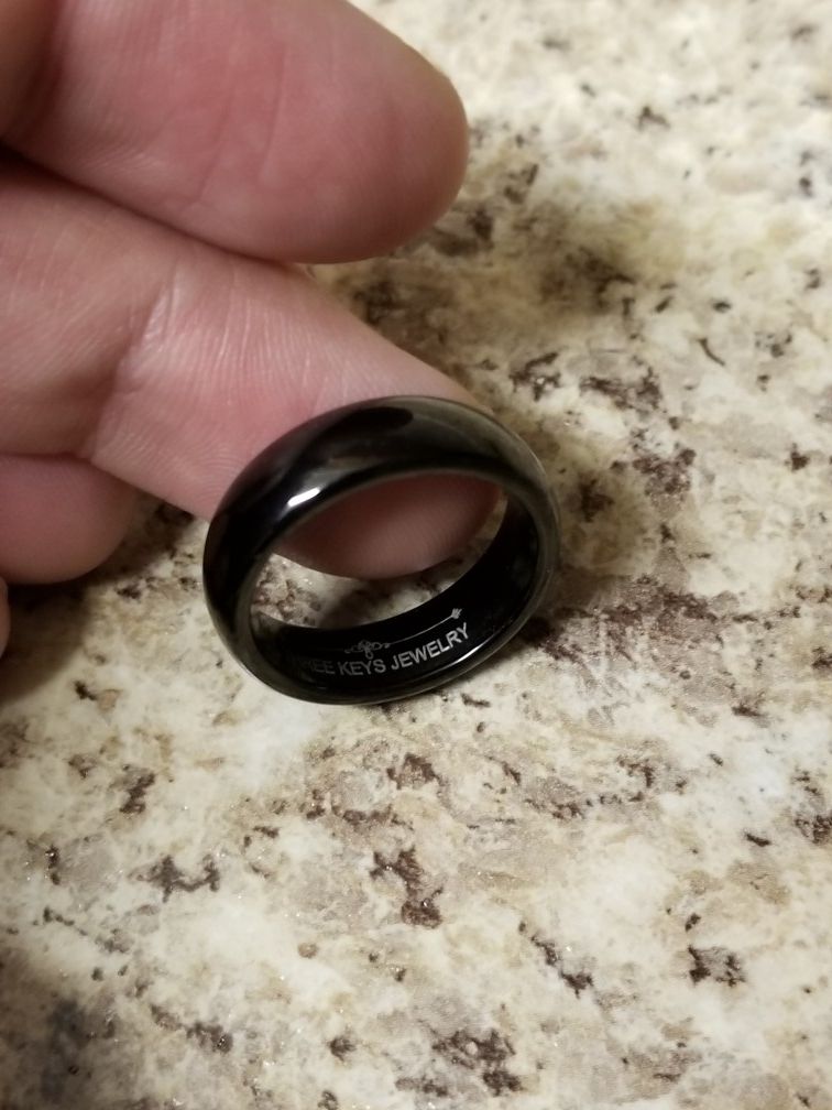 Tungsten carbide 6mm black high polish ring size 7