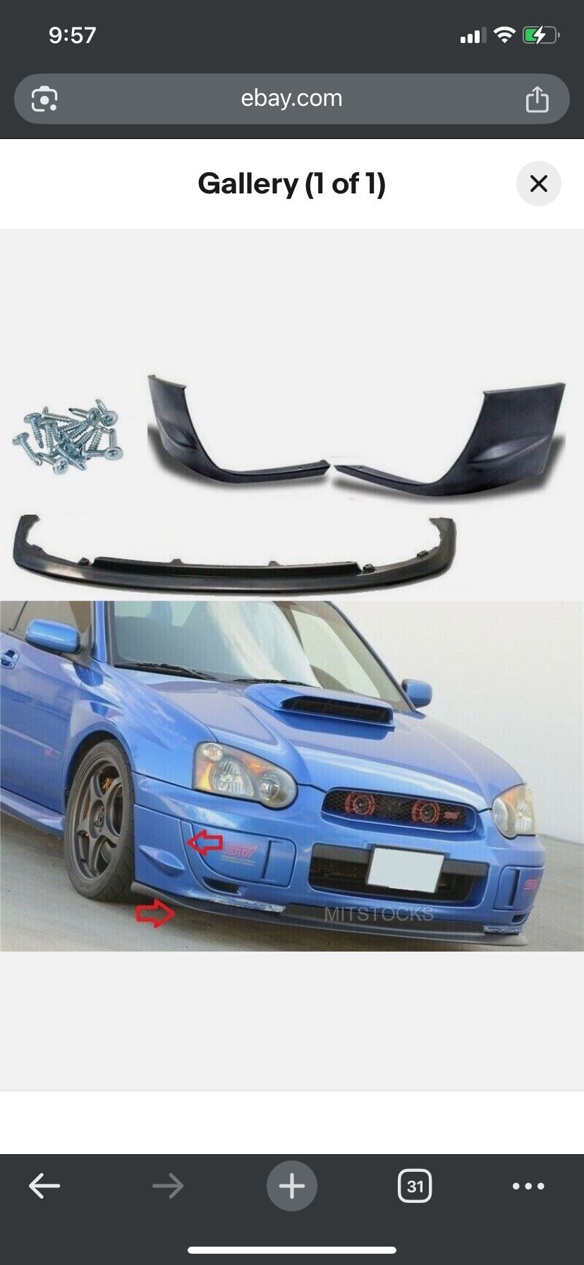 04-05 Subaru Wrx STI Lip Kit