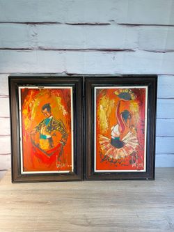 MCM Van Gaard Studios Matador & Dancer Paintings 2pc