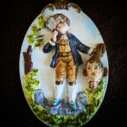 Ceramic Wall Art Boy Having Issues