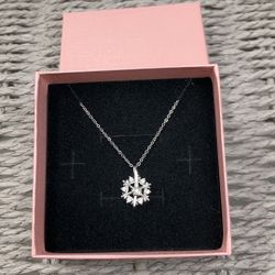 Rotatable Snowflake Pendant Stainless S925 Sterling Silver Necklace