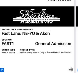 Ne Yo concert fast pass for 8/19