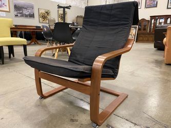 IKEA Poang Brown Arm Chair with Black Cushion