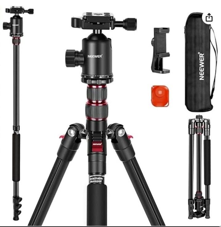 77” Camera Tripod Monopod with Phone Holder, Portable Travel Tripod with Remote