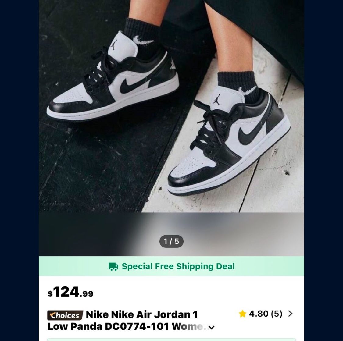 Nike Air Jordan 1 Low Panda  Women's 9.5 