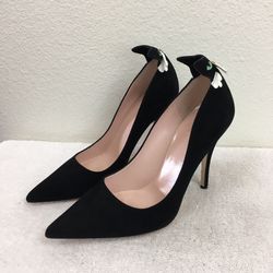 Kate Spade Rare Black Suede Cat Pointy Toe Pump Heel Size 9.5