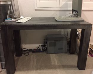 Gray wooden desk, distressed look