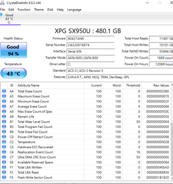 xpg sx950U 480 gb SSD