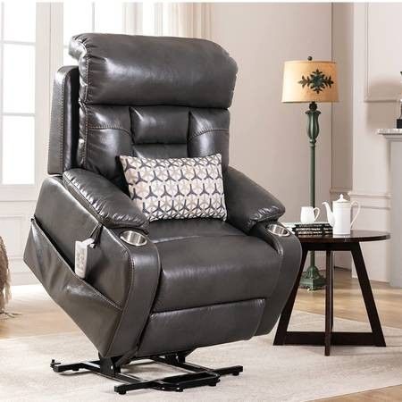Electric Recliner with Three Motor Lumbar Support (Gray Leather-9181)
