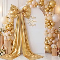 Craftsatin Giant Shiny Bow Decoration With Metal Clip 82 Inches Extra Large Bow With Wire Support Luxury Glitter Decor For Backdrop Birthday Wedding B