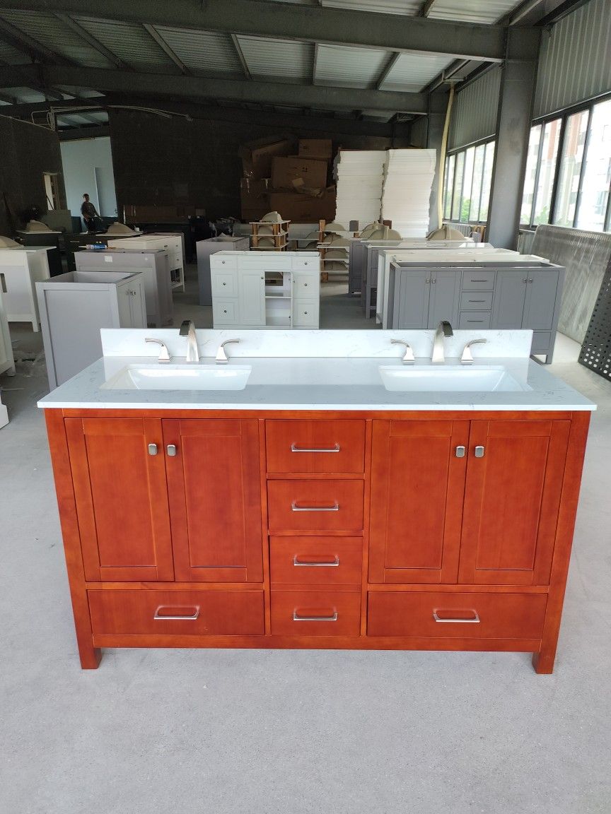 60 inch Espresso Double Sinks Bathroom Vanity #10060 Clearance Sale