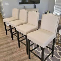 Bar Stools New in Original Packagings Set of 4 Accentuated With Nail Head Trim.
