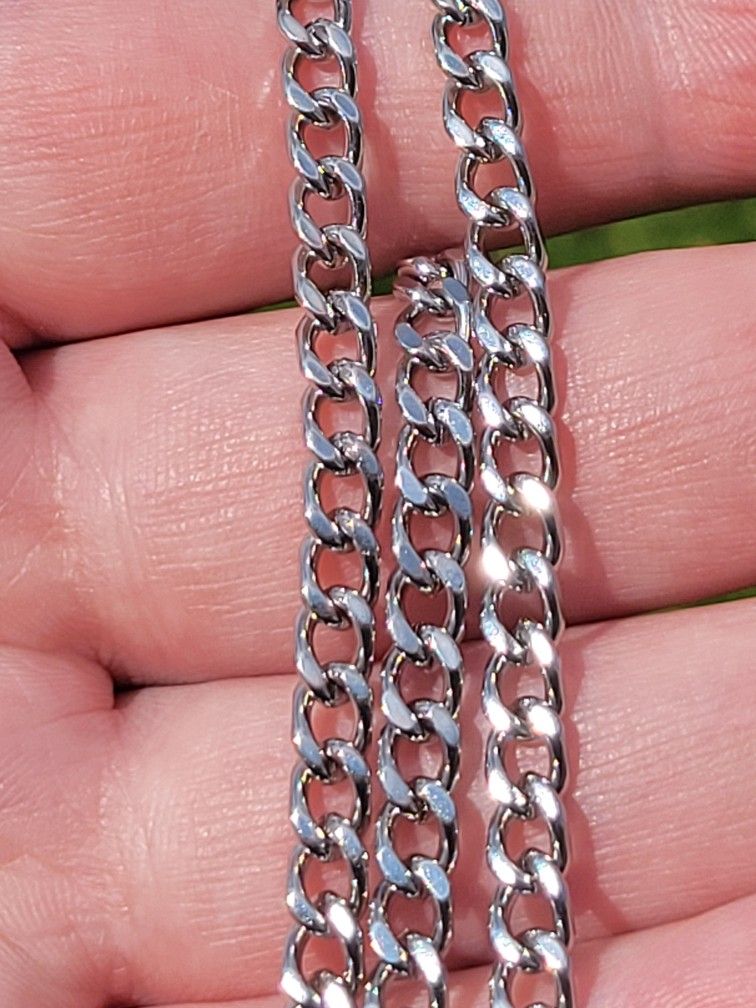 24" Stainless Steel Cuban Link Chain Necklace Stainless Steel 5mm Thick