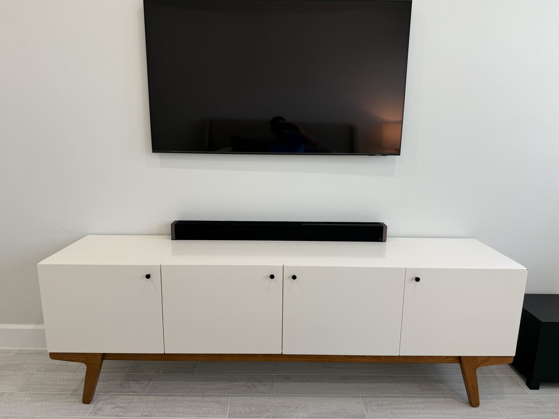 Modern Media Console West Elm 80” Pecan/White