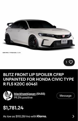 BLITZ Front Lip + Canards – FL5 Civic Type R Championship White Paint Matched