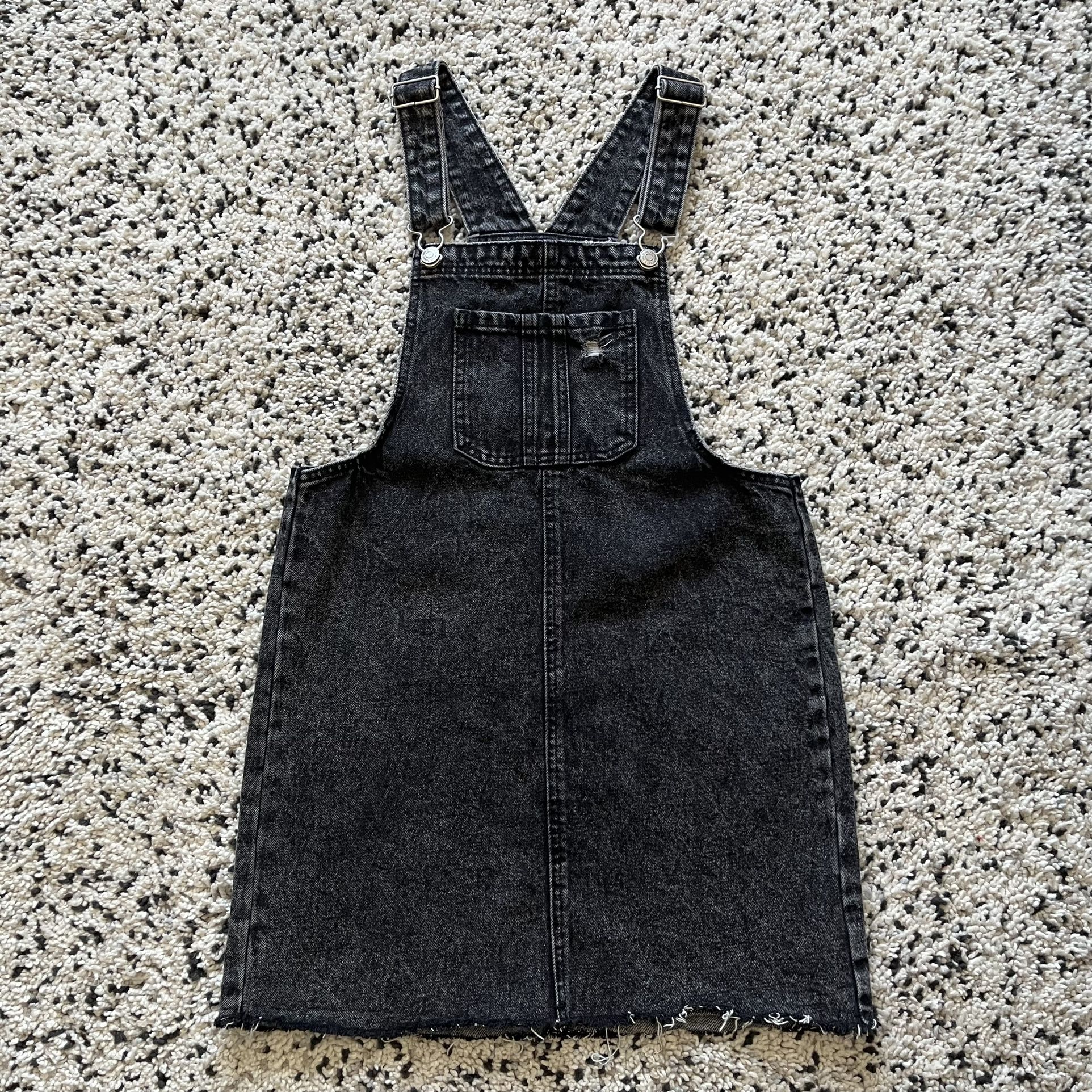 Wild Fable Denim Jean Overalls Mini Dress Size Small Black Wash