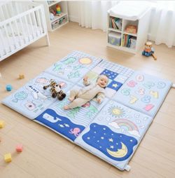 TODALE Foldable Baby Play Mat 50x50 Inch - Thick Padded Floor Mat for Crawling and Tummy Time - Non-Slip, Waterproof Portable Activity Mat for Playpen