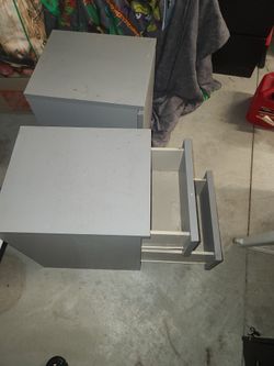 2 Gray Wood Nightstands