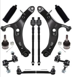 12Pcs Front End Suspension Kit Fit For 2010-2014 Su-baru Outback, 2 Lower Control Arm 2 Ball Joint 2 Sway Bar Link 4 Outer & Inner Tie Rod End