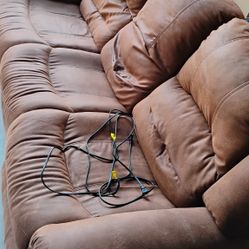 Beautiful  Deep Brown Leather Suede Electric Reclining Sofa $175