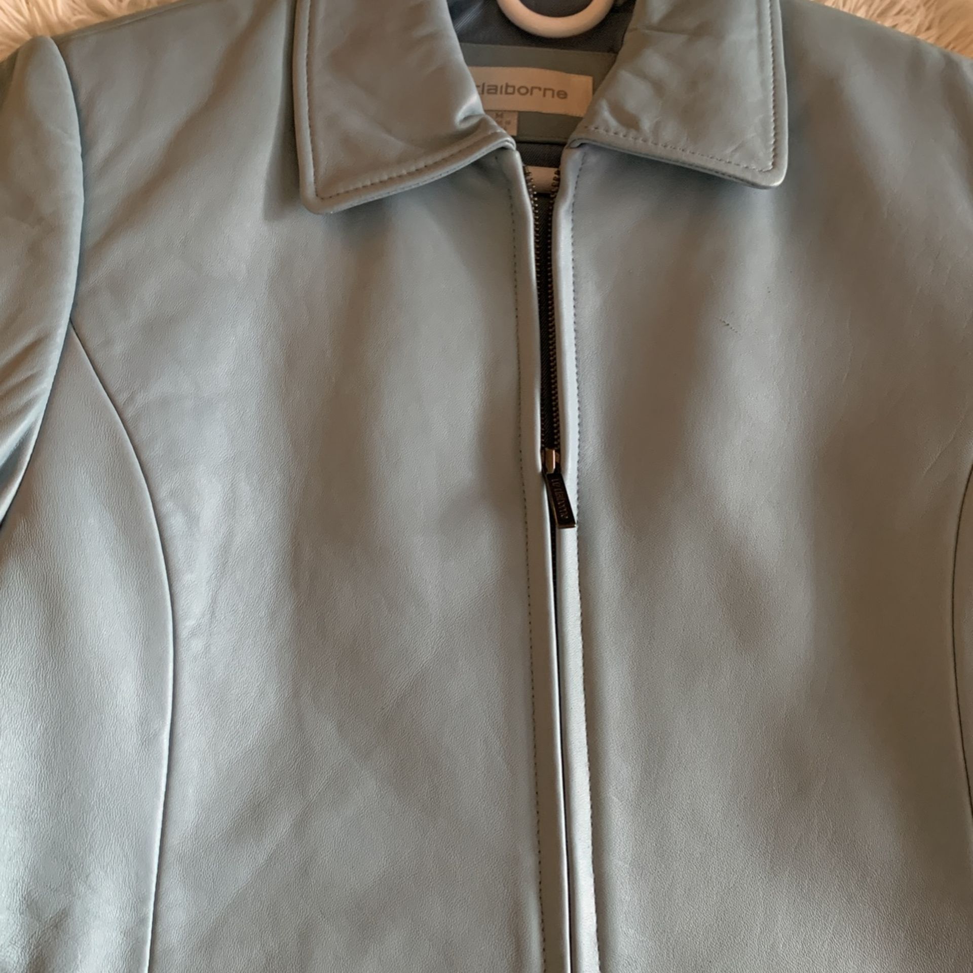 Baby Blue Leather Jacket