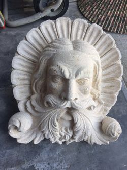 Vintage Poseidon Limestone Water Fountain Head Spout