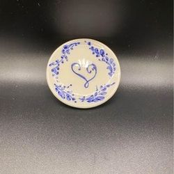 Bonci Siena Italy Beautiful Blue and White Ceramic Butter Pat ~ 2-3/4”in diameter- VINTAGE