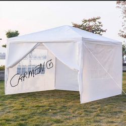 10x10 White Gazebo Wedding Party Tent Canopy With Windows & Sidewalls - (FOR SALE)