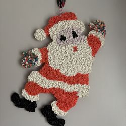 Vintage Waving Santa Claus Melted Plastic Popcorn Christmas Made in USA