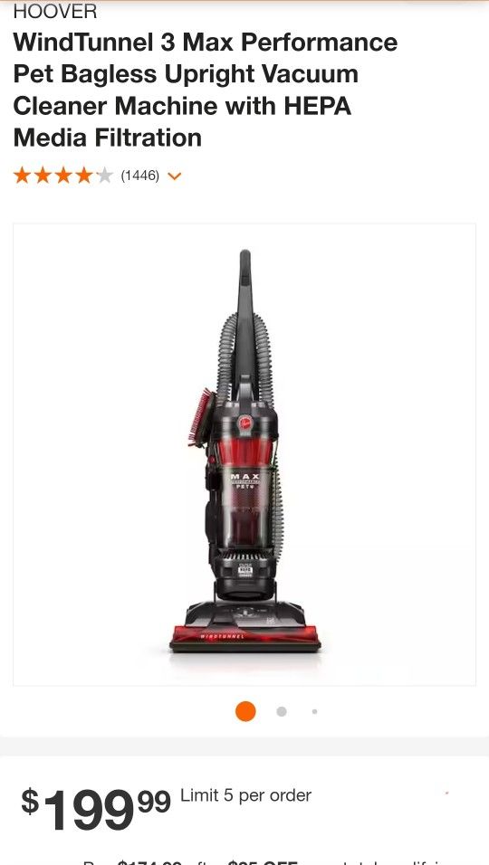 HOOVER

WindTunnel 3 Max Performance Pet Bagless Upright Vacuum Cleaner Machine with HEPA Media Filtration

