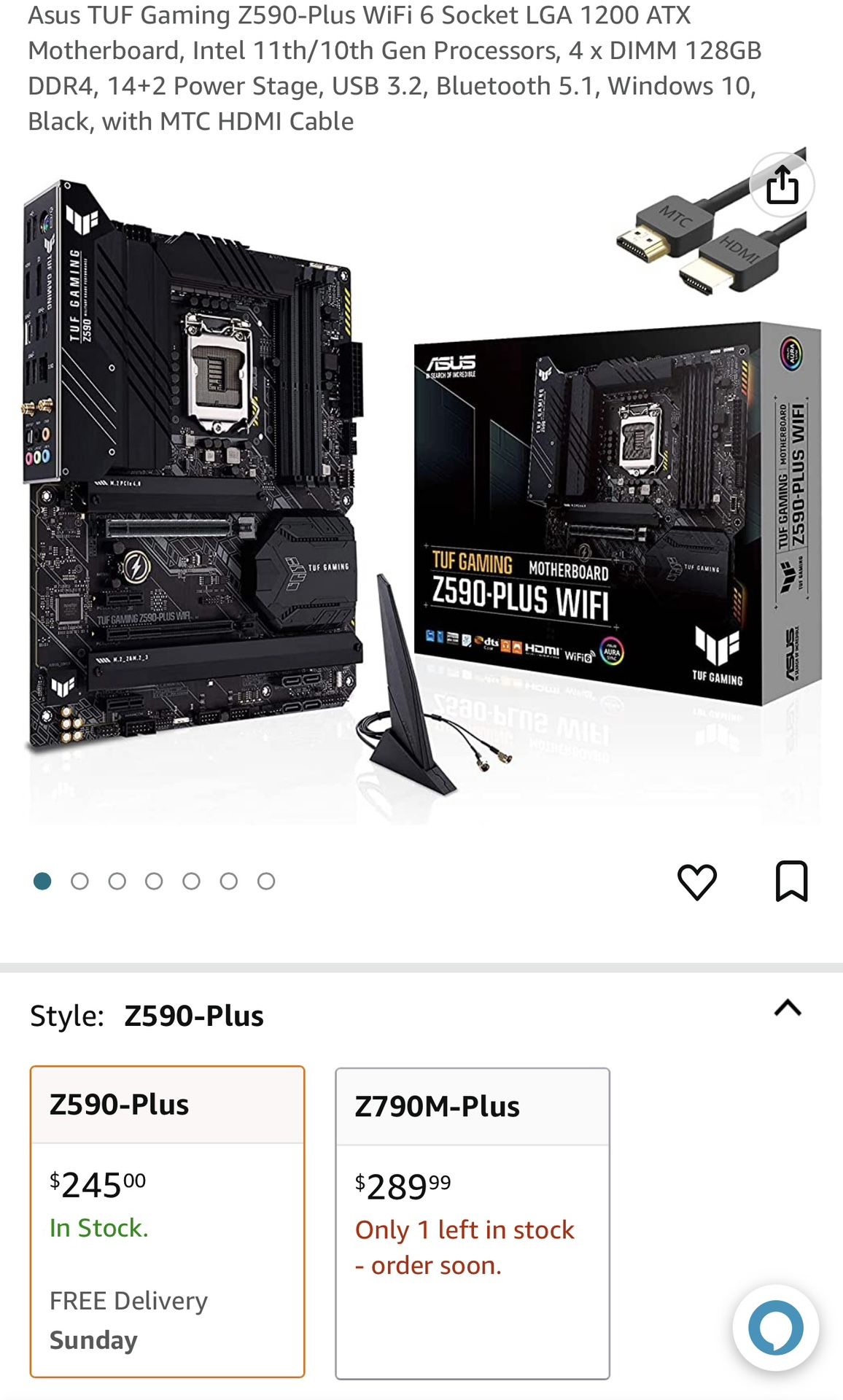 Asus TUF Gaming Z590 Plus WiFi Socket LGA 1200 ATX Motherboard