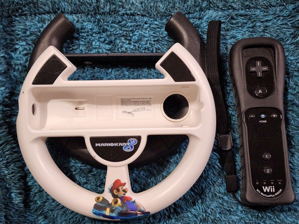 Nintendo Wii Motion Plus Controller with 2 Steering Wheels