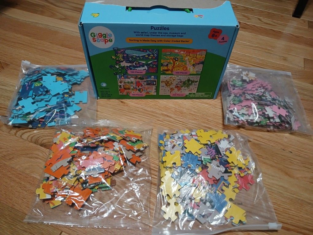 4 Pack PUZZLES For Kids 6+