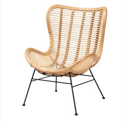 2 Rattan Egg Chairs with Black Metal Legs