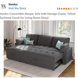 Modern Convertible Sleeper Sofa with Storage – Like New – Great Deal!