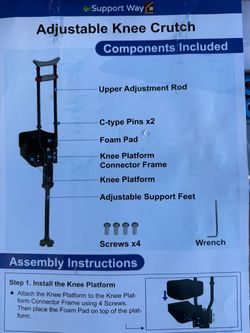 Brand New Support Way Adjustable Knee Crutch