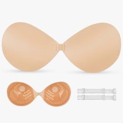 Push Up Sticky Bra, Thick Padded Backless Strapless Bra for Women, Invisible Self Adhesive Bra for Wedding Dress