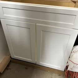 1 White Double Doors And Adjustable Shelf  1 White door bath, vanity cabinet