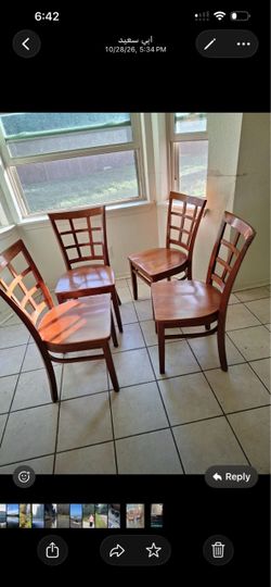 4 wooden dining chairs -reddish brown