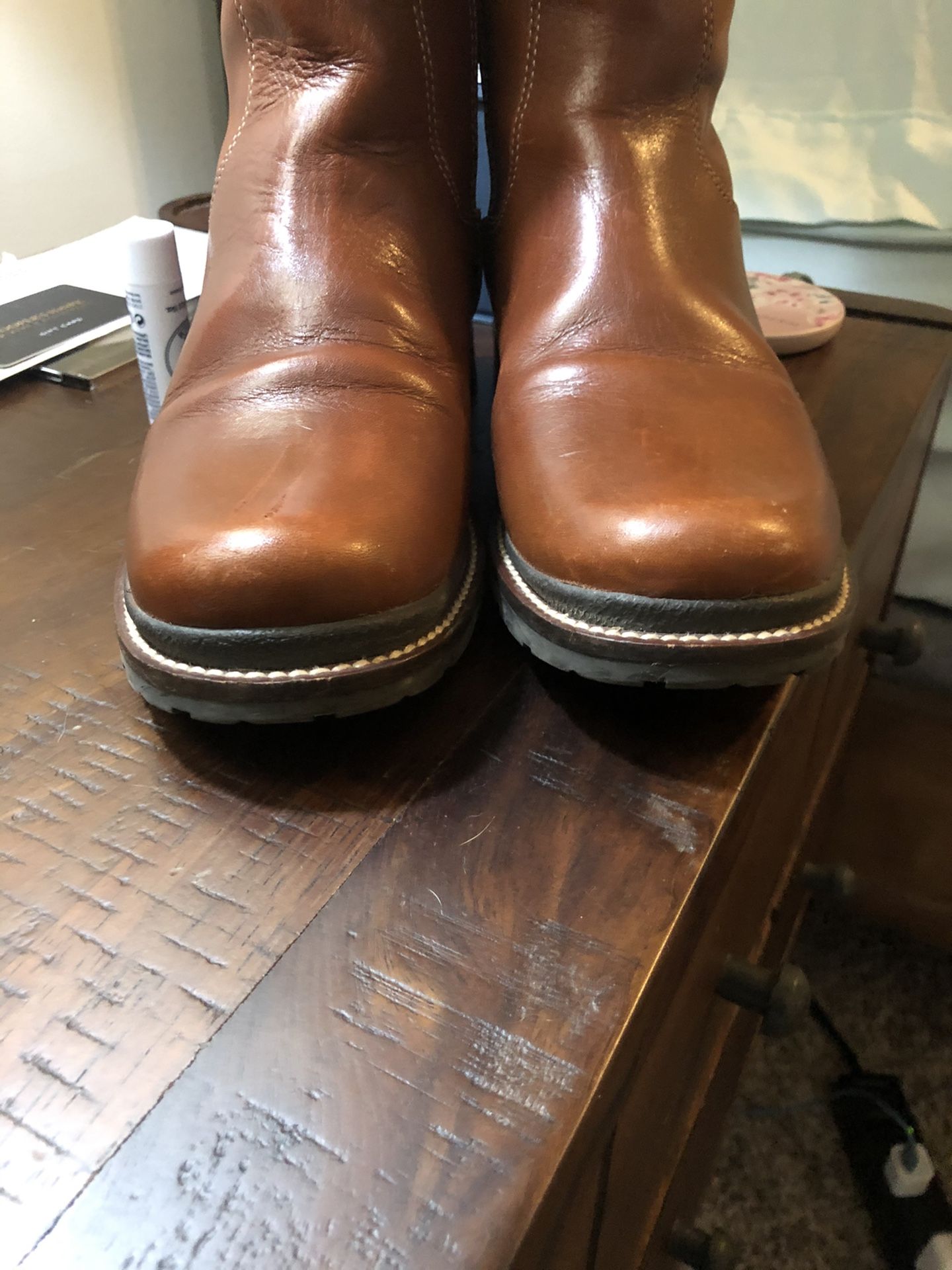 LL Bean Womens Brown Tall Riding Leather Boots Size 7 M