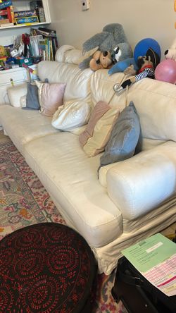 White Comfy Fabric Sofa